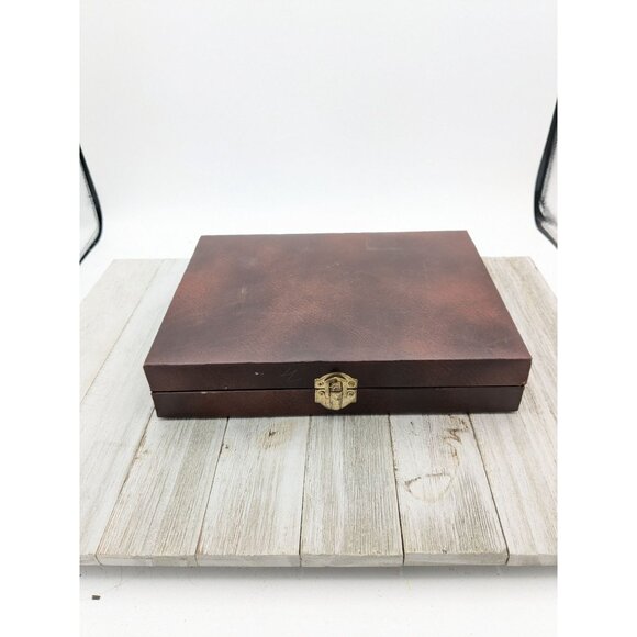 Vintage Backgammon Complete Small Travel Faux Leather Board Game - Picture 1 of 10